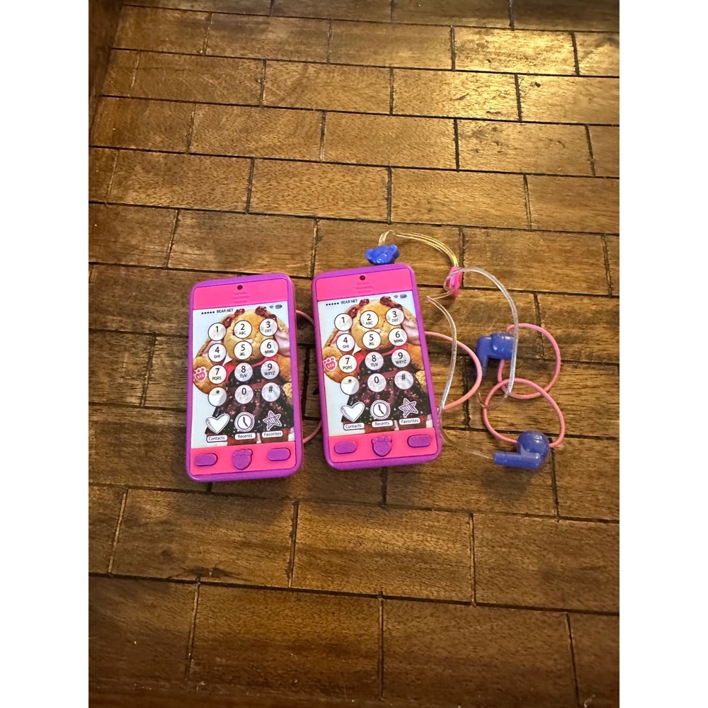 Build-A-Bear Workshop Toy Cell Phone Set Pink Purple Bear Net Headphones 2 Pack
